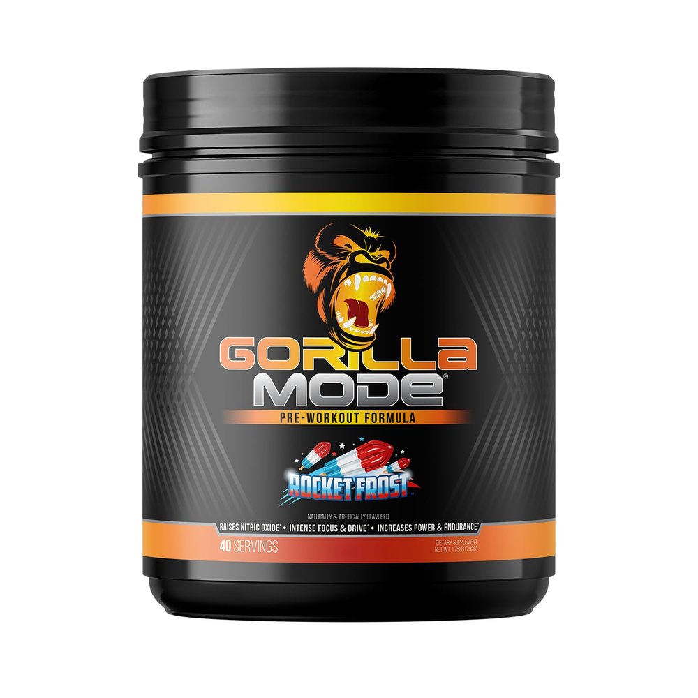 Gorilla Mode Pre Workout - Massive Pumps  Laser Focus  Energy  Power - L-Citrulline, Creatine, L-Tyrosine, Betaine, Hydroprime, Alpha-GPC, 400mg Caffeine, Huperzine A - 792g (Rocket Frost)