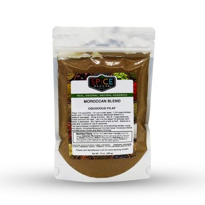 Moroccan Spice Blend / Rub Flavorful original authentic premium - Natural  Gluten Free  Blended with Sea Salt  10 Oz - See recipes for: Couscous Pilaf, Couscous Salad, Moroccan Chicken Soup and many more recipes @ Spice Bazaar website. Spice Baza