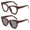 Men Women Cat Eye Reading Glasses Large Frame Transition Photochromic Bifocal Far Near Magnification Eyewear Presbyopic Glasses (leopard, 2.25) view 1