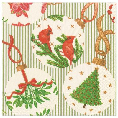 Caspari Botanical Ornaments Paper Dinner Napkins - Two Packs of 20