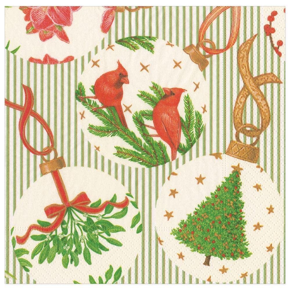 Caspari Botanical Ornaments Paper Dinner Napkins - Two Packs of 20