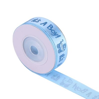 10Yards/Roll Grosgrain Ribbon for Gifts Wrapping Crafts IT is A BOY/Girl Blue Pink Baby Shower Christening Party Favor Gift Stain Ribbon(Blue)