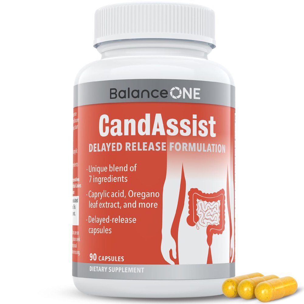 Balance ONE Candida Cleanse & Yeast Support Complex  Caprylic Acid, Undecylenic Acid, Berberine & Oregano Leaf  Gut Flora Balance for Women & Men  90 Delayed Release Capsules  CandAssist