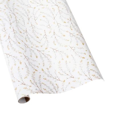Caspari Berry Branches Gift Wrapping Paper in White & Silver - 30 in. x 8 ft. Roll