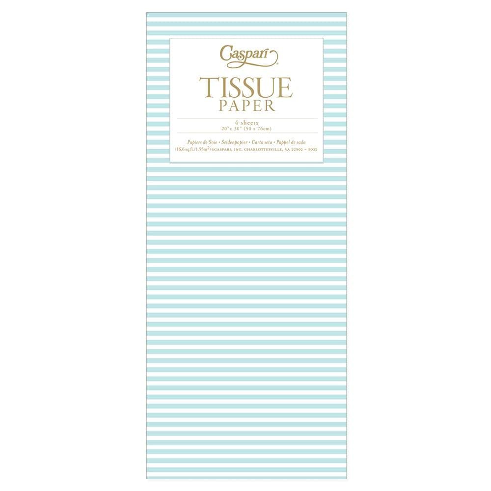 Caspari Mini Stripe Tissue Paper in Robin's Egg - 16 Sheets Included