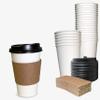 20 oz Disposable White Paper Coffee Cups with Black Dome Lids and Protective Corrugated Cup Sleeves - Perfect Disposable Travel Mug for Home, Office, Coffee Shop, Travel, Tea (150) view 1