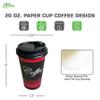 EcoQuality Extra Large 20 oz Paper Cups - Classic Durable Disposable Paper Cups & Black Dome Lids For Hot/Cold Drink, Coffee, Tea, Cocoa, Travel - 20 Ounce Cups (100) view 3
