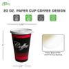 EcoQuality 20 oz Large Disposable Paper Cups - Classic Durable Disposable Paper Cups & White Lids For Hot/Cold Drink, Coffee, Tea, Cocoa, Travel, Office - 20 Ounce Cups (300) view 3