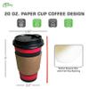 EcoQuality COMBO Set of 20oz - Paper Coffee Hot Cups, Black Dome Lids, Sleeves & Stirrers - Disposable Coffee Cups, To Go Travel Mug, Office/Party Pack, Hot/Cold Coffee, Tea & Chocolate, Latte (400) view 3