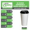EcoQuality Extra Large 20oz White Paper Coffee Cups with Black Lids - Disposable Paper Coffee Cups - Hot Drink, Tea, Coffee, Cappuccino, Hot Chocolate, Chai, Chai Latte, Office, Travel (250) view 2