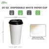 EcoQuality Extra Large 20oz White Paper Coffee Cups with Black Lids - Disposable Paper Coffee Cups - Hot Drink, Tea, Coffee, Cappuccino, Hot Chocolate, Chai, Chai Latte, Office, Travel (250) view 3