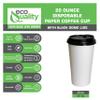 EcoQuality Extra Large 20oz White Paper Coffee Cups with Black Lids - Disposable Paper Coffee Cups - Hot Drink, Tea, Coffee, Cappuccino, Hot Chocolate, Chai, Chai Latte, Office, Travel (400) view 2