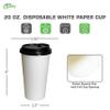 EcoQuality Extra Large 20oz White Paper Coffee Cups with Black Lids - Disposable Paper Coffee Cups - Hot Drink, Tea, Coffee, Cappuccino, Hot Chocolate, Chai, Chai Latte, Office, Travel (400) view 3