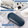 MoKo Double Eyeglass Case, Contact Lens Case with Mirror Tweezers Remover, 2 in 1 Double Sided Portable Contact Lens Box Holder Container Soak Storage Kit Sunglasses Pouch for Men & Women, Blue view 2