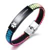 JF.JEWELRY Type 2 Diabetes Medical Alert ID Awareness Bracelet for Women Handmade Nylon Rope Braided Bracelets, Red Black Band Black Steel 1 Adjustablet (BZ-YX011B-T2) view 1