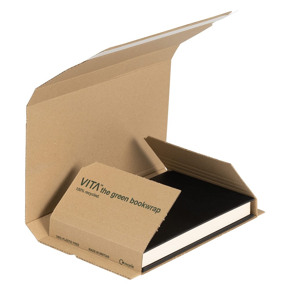 Vita Plastic-Free Recycled Kraft Cardboard Book Wrap 248 x 165 x 70 mm (BWM03) - Pack of 25