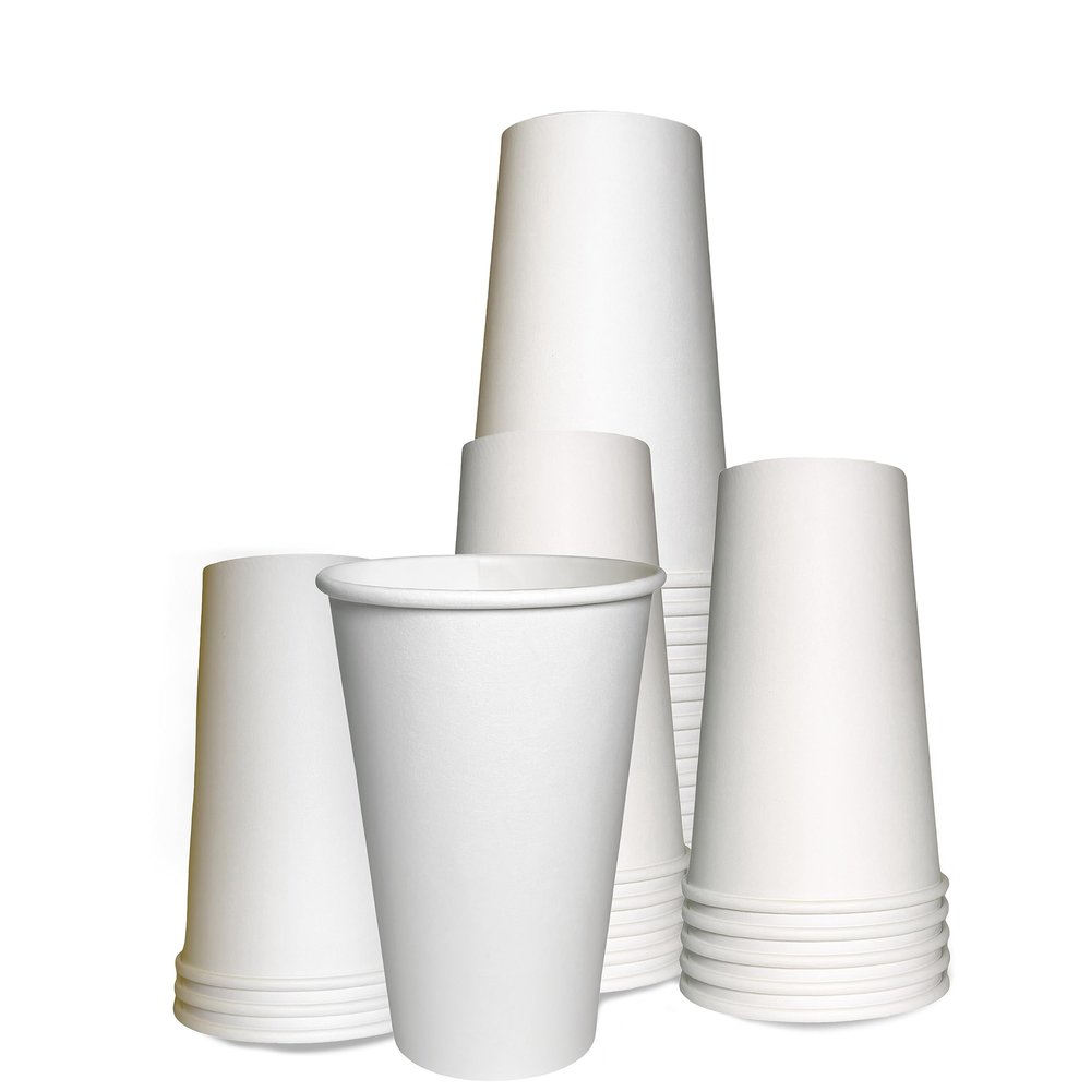 20oz White Paper Coffee Cups Extra Large - Disposable Paper Coffee Cups - Hot Drink, Tea, Coffee, Cappuccino, Hot Chocolate, Chai, Chai Latte, Office, Travel, Recyclable - 20 Ounce Cups (500)