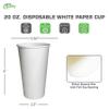 20oz White Paper Coffee Cups Extra Large - Disposable Paper Coffee Cups - Hot Drink, Tea, Coffee, Cappuccino, Hot Chocolate, Chai, Chai Latte, Office, Travel, Recyclable - 20 Ounce Cups (100) view 3