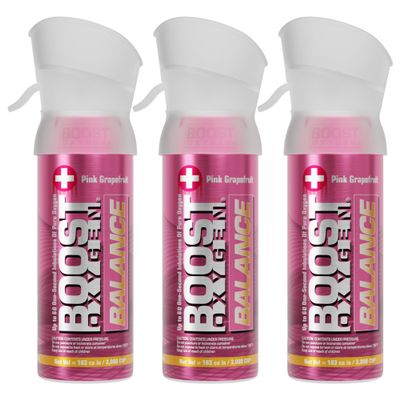Boost Oxygen Pocket Size Balance Pink Grapefruit Aroma 3L Canister | Respiratory Support for Aerobic Recovery, Altitude, Performance & Health (3 Pack)