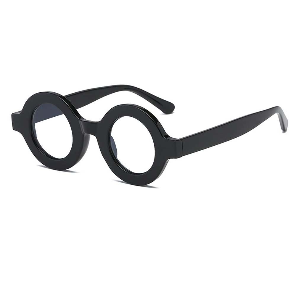 COTIA Vintage Small Frame Round Anti Blue Light Reading Glasses Women Classic Steampunk Retro Glasses Female Male (black, 3.5)