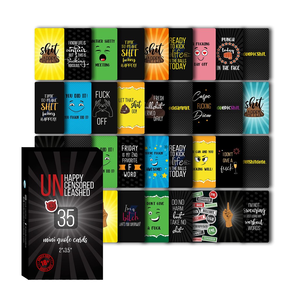 Vladi Creative Uncensored Mini Quote Cards 35 Humorous & Positive Affirmation Cards for Men & Women With Foil & Writable Backs Pocket-Size Inspiration & a Fun Motivational Gift for Any Occasion