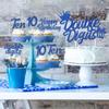 10th Birthday Cake Decorations Blue, Double Digits Cake & Cupcake Topper for Boys Tenth Birthday Party Decorations and Supplies, Cheer to 10 Years Birthday - Total 25 Pcs view 4