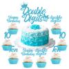 10th Birthday Cake Decorations Teal Blue, Double Digits Cake & Cupcake Topper for Girls Tenth Birthday Party Decorations and Supplies, Cheer to 10 Years Birthday - Total 25 Pcs view 1