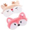 2 Pack Cute Animal Sleep Mask for Girls Cute Cartoon Fox Elk Soft Plush Blindfold Sleep Masks Eye Cover for Women Girls Travel Nap Night Sleeping view 1
