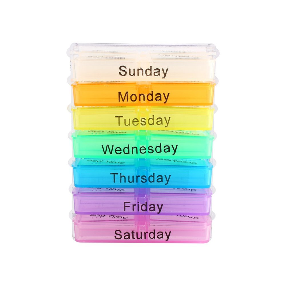 Alvinlite Weekly Pill Box 4 Times a Day 7 Days Pill Container Tablet Sorter Medicine Case to Hold Vitamin Medicine Cod Liver Oil Supplements