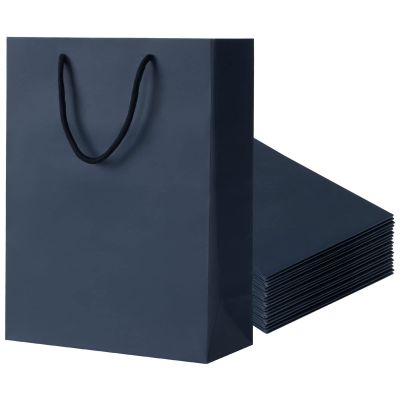 Sdootjewelry Navy Gift Bags - Kraft Paper With Handles, 20 Pack Heavy Duty Matte Tote, 9.8 x 4.3 x 13 Shopping, Party, Retail