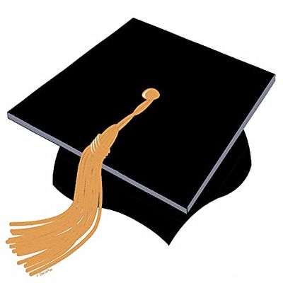 1/4 Sheet - Black Graduation Cap With Gold Tassel Birthday - D24708 - 2D Edible Cake Cupcake Party Topper