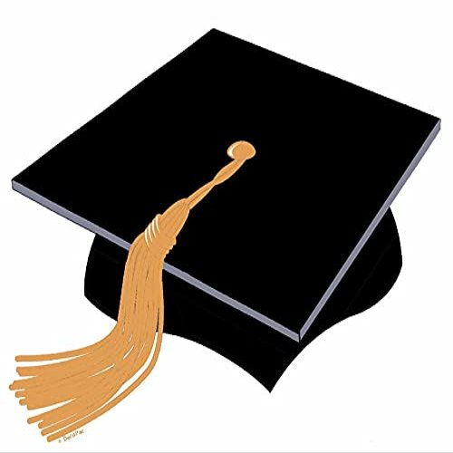 1/4 Sheet - Black Graduation Cap With Gold Tassel Birthday - D24708 - 2D Edible Cake Cupcake Party Topper