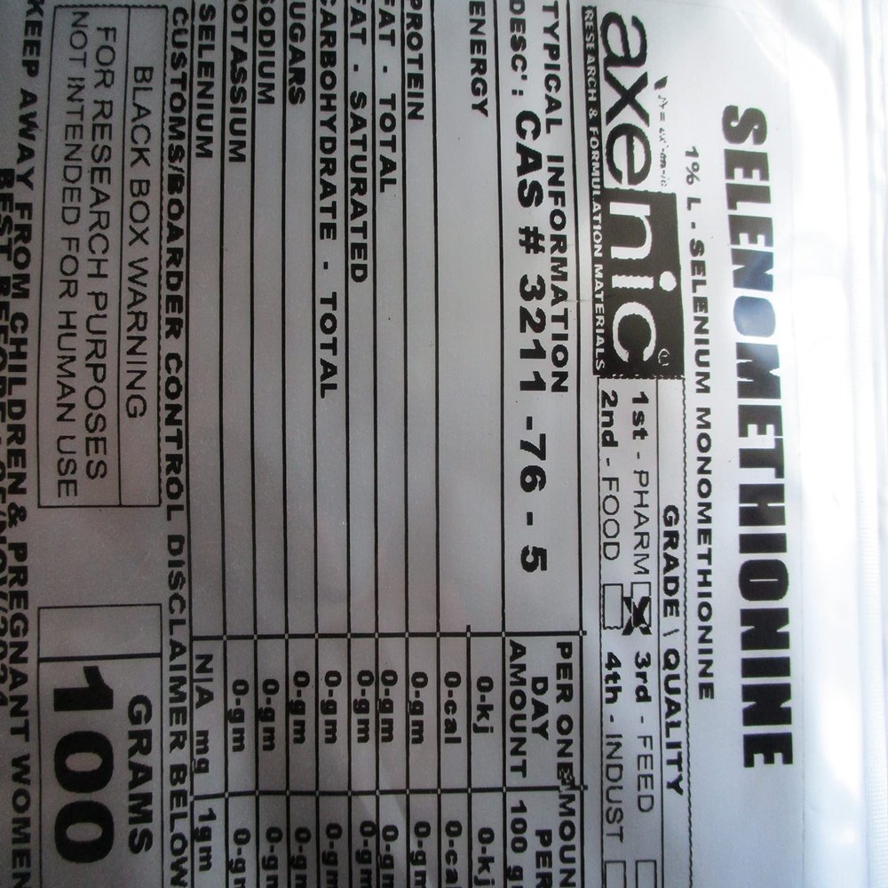100 Grams L - Selenomethionine Powder, Selenium Mono methione CAS 3211-76-5