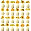 Fenghu 48 Pcs Sunflower Cupcake Toppers for Sunflower Birthday Party Decorations Supplies view 1