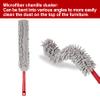 CLEANHOME 69" Bendable Microfiber Feather and Chenille Duster Kit, with Aluminum Telescoping Handle & 2 Removable Washable Heads, Duster for Ceiling Fan, Furniture Top, High Places view 2