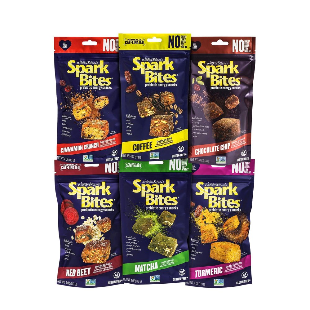 SPARK BITES - Variety Pack of 6 (one of each flavor) Allergen Free Vegan Healthy Energy Snack - A Steady Release of Wholesome Energy with NONE OF THE TOP 9 ALLERGENS - Vegan, Non-GMO, Gluten-Free