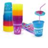4E's Novelty 48 Packs Tropical Party Cups with Parasol Straws - Disposable Plastic Cups 16oz BPA free, for Hawaiian Luau Party and Pool Parties, Beach Theme Birthday Decorations for Kids & Adults view 1