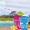 4E's Novelty 48 Packs Tropical Party Cups with Parasol Straws - Disposable Plastic Cups 16oz BPA free, for Hawaiian Luau Party and Pool Parties, Beach Theme Birthday Decorations for Kids & Adults view 3