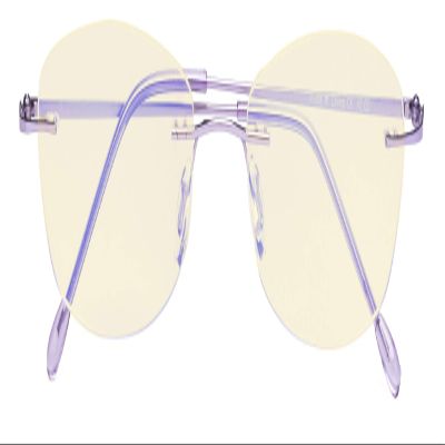CessBlu Ladies Blue Light Blocking Glasses Anti Glare UV with Yellow Filter Eyeglasses for Women Reading Screen Rimless (Purple) without Magnification