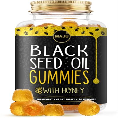 MAJU's Black Seed Oil Gummies with Honey 90ct, 500mg BSO Gummy, Black Cumin Seed Nigella Sativa Oil, Cold-Pressed, Potent Formula, 90ct