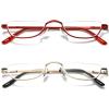 VEVESMUNDO Metal Reading Glasses Half Moon Semi Rimless Frame Readers for Men Women view 1