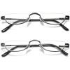 VEVESMUNDO Metal Reading Glasses Half Moon Semi Rimless Frame Readers for Men Women view 1