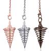 3 Pieces Copper Metal Dowsing Pendulum Divination Dower Reiki Healing Pendulum Chain,Silver Spiral Coil Point Meditation Yoga Balancing Pendant view 1