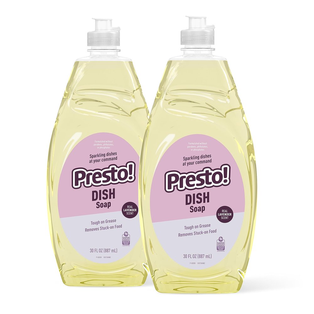 Amazon Brand  Presto! Dish Soap, Lavender Scent, 30 fl oz, Pack of 2