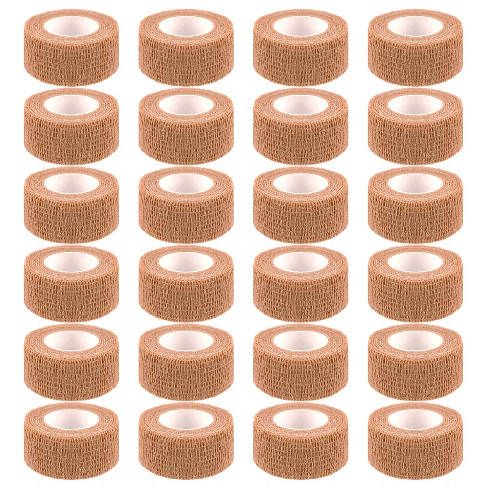 24 Pack Self Adherent Cohesive Wrap Bandages 1 Inches X 5 Yards,First Aid Tape, Elastic Self Adhesive Tape, Athletic, Sports wrap Tape, Bandage Wrap for Sports, Wrist, Skin Colour Athletic Tape