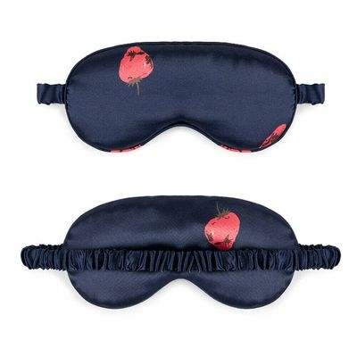 Magik Cartoon Cute Satin Silky Travel Sleep Eye Mask Cover Padded Blindfold Smooth (Navy Strawberry, 2 Pack)