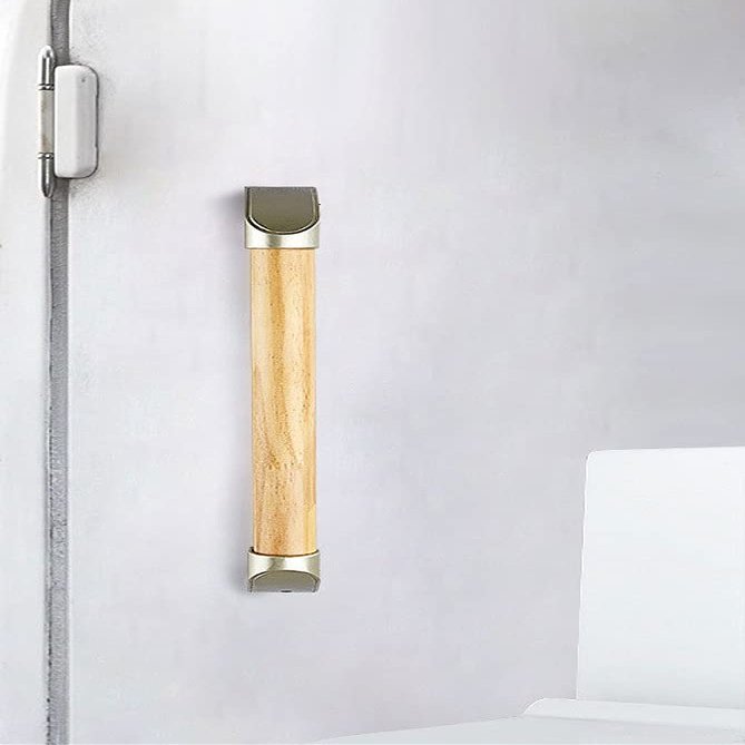 Solid Wood Japanese Style Bathtub Grab Bar, Bathtub Wall Mounting Assist Straight Handrail, Safety Non-Slip Support Rails for Elderly, Towel Rack (Color : Original Wood Color, Size : 44cm)