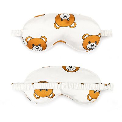 Magik Cartoon Cute Satin Silky Travel Sleep Eye Mask Cover Padded Blindfold Smooth (White Bear, 2 Pack)