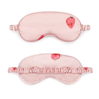 Magik Cartoon Cute Satin Silky Travel Sleep Eye Mask Cover Padded Blindfold Smooth (Pink Strawberry, 2 Pack)