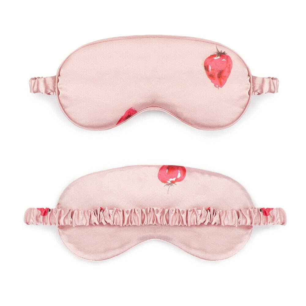 Magik Cartoon Cute Satin Silky Travel Sleep Eye Mask Cover Padded Blindfold Smooth (Pink Strawberry, 2 Pack)